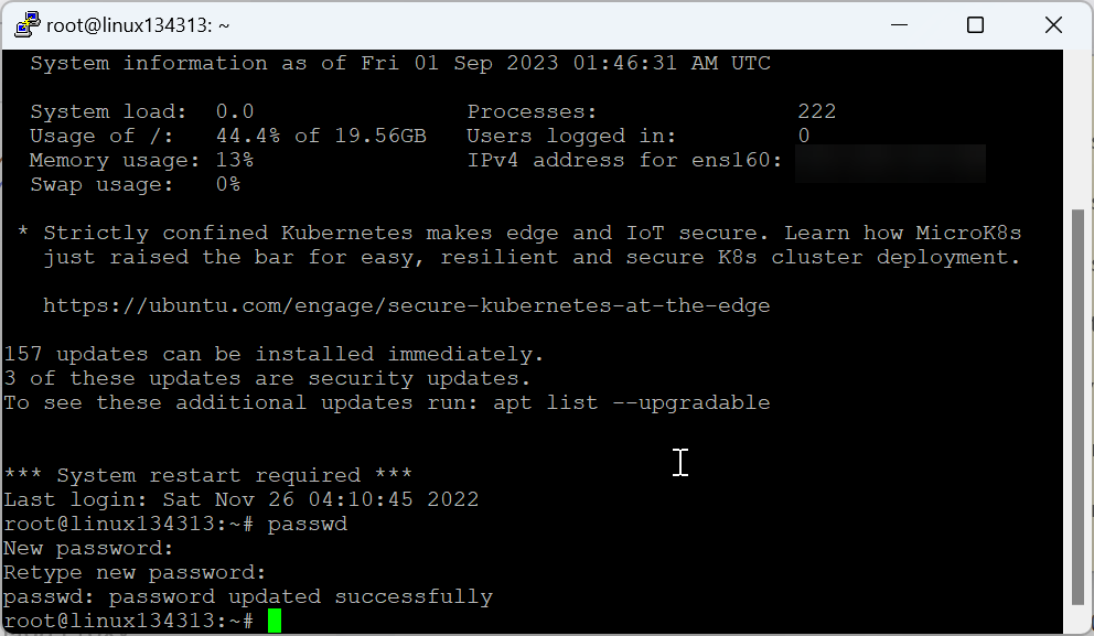 Hunacloud VPS Ubuntu doi pass thanh cong